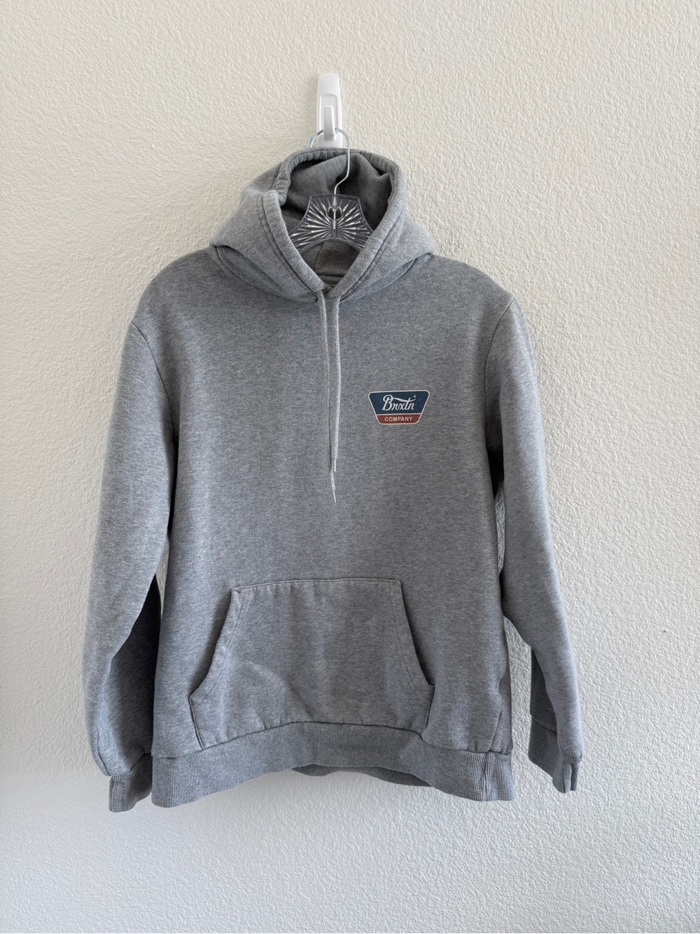 Brixton Gray Hoodie Sweatshirt with Chest Logo and Back Logo